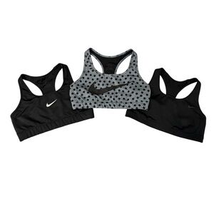 Nike Women's Set of 3 Sports Bras Black Gray Polka Dot Dri-Fit Size Medium #2008